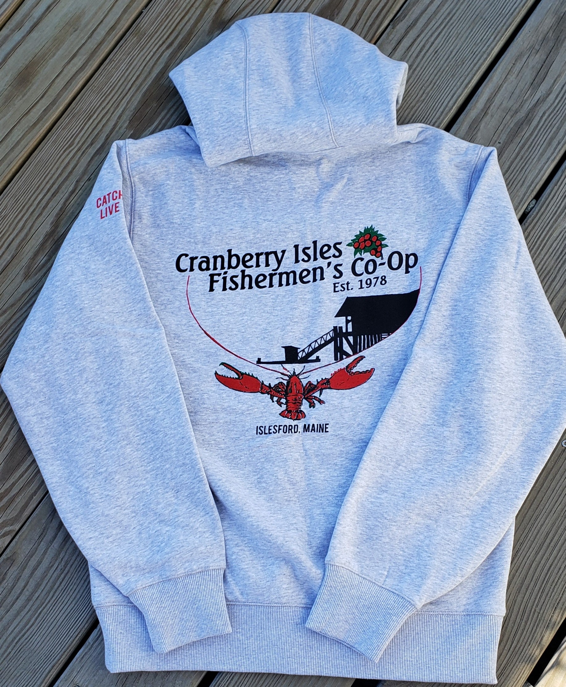 Cranberry Grey Lobster Sweatshirt Little Hooded -